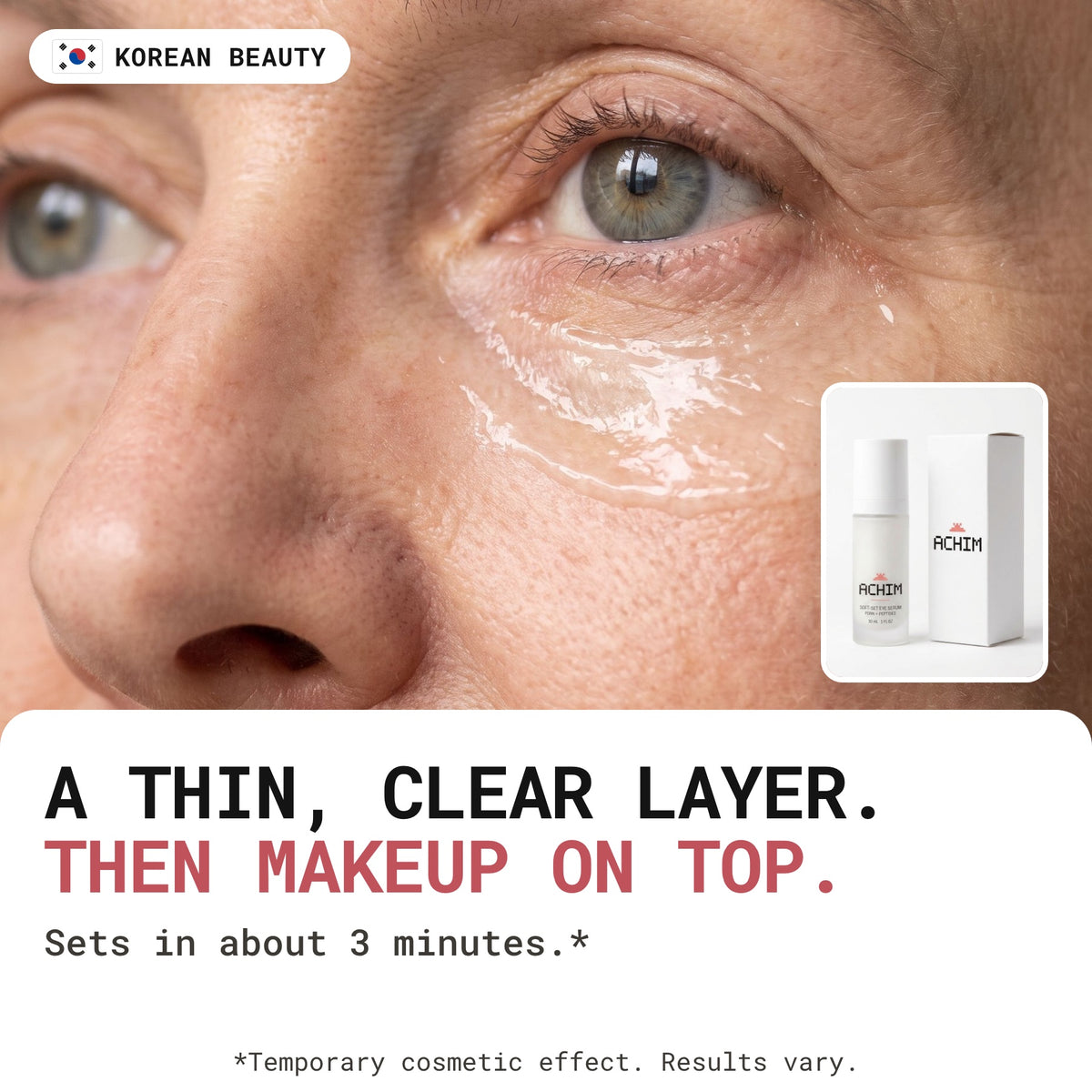 Achim Soft-Set worn: pat a thin layer, then makeup on top