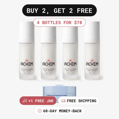 Achim Buy 2, Get 2 Free: four bottles for $78 plus a free jar of eye gel patches