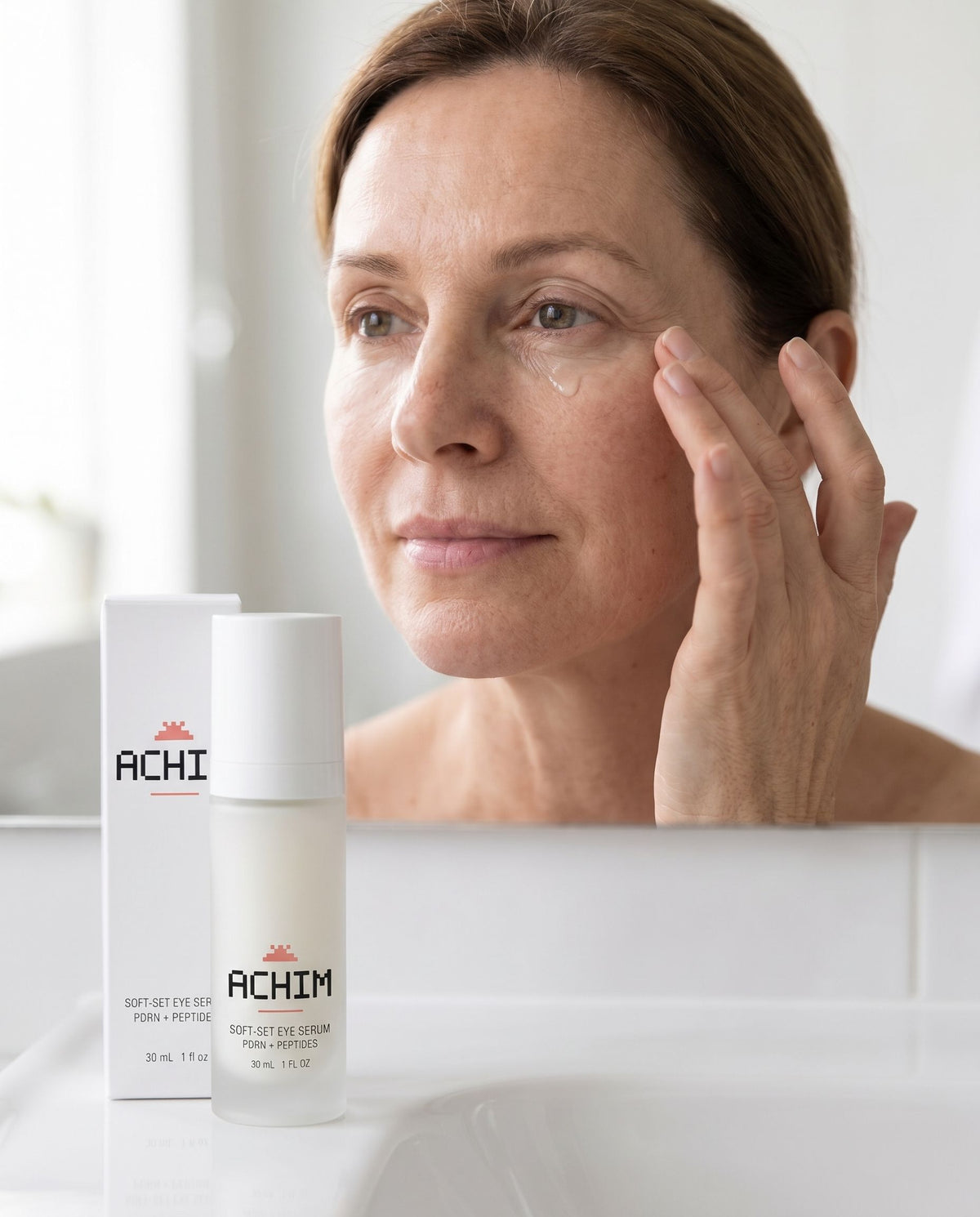 Patting Soft-Set Eye Serum under the eye